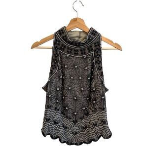 Vintage Papell Boutique Evening Beaded Silk Halter Top Size L Evening Formal